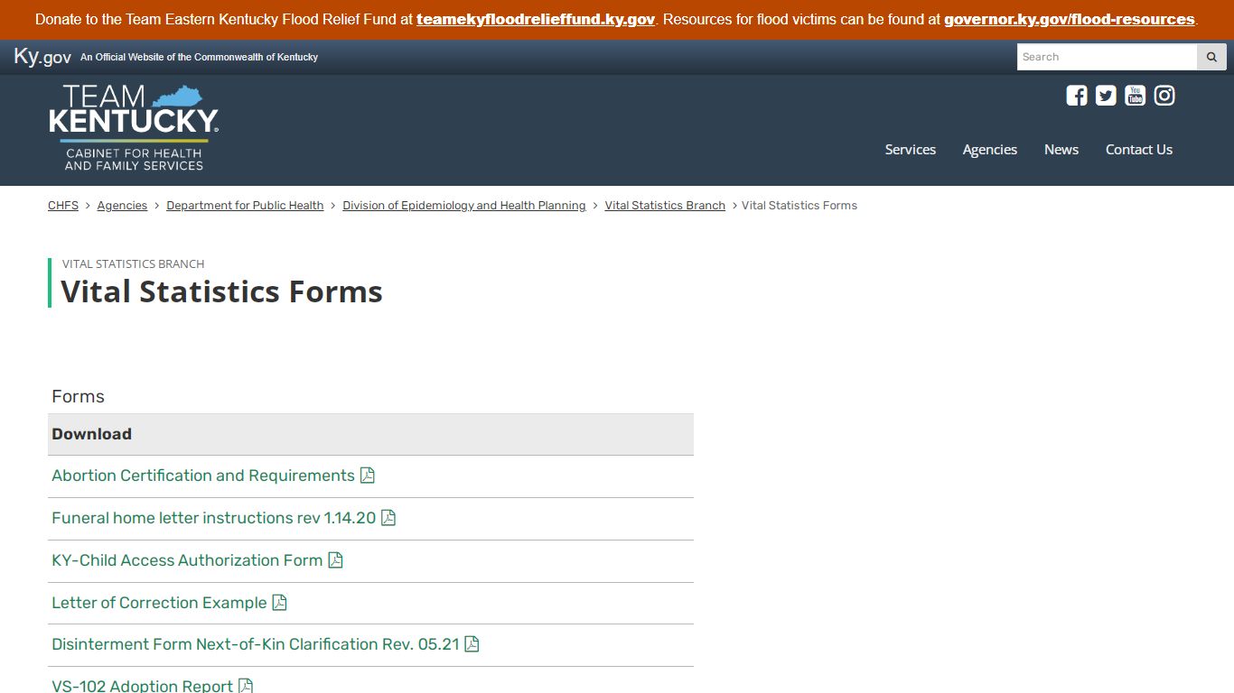 Vital Statistics Forms - Cabinet for Health and Family Services - Kentucky